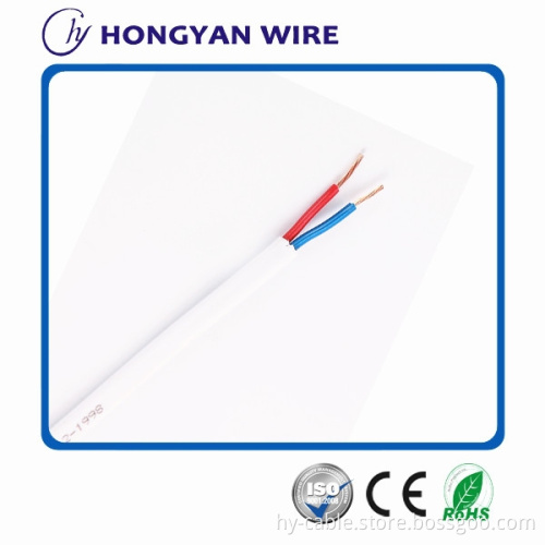 2-core stranded copper flat wire, white pvc sheath pvc insulated flat building wire